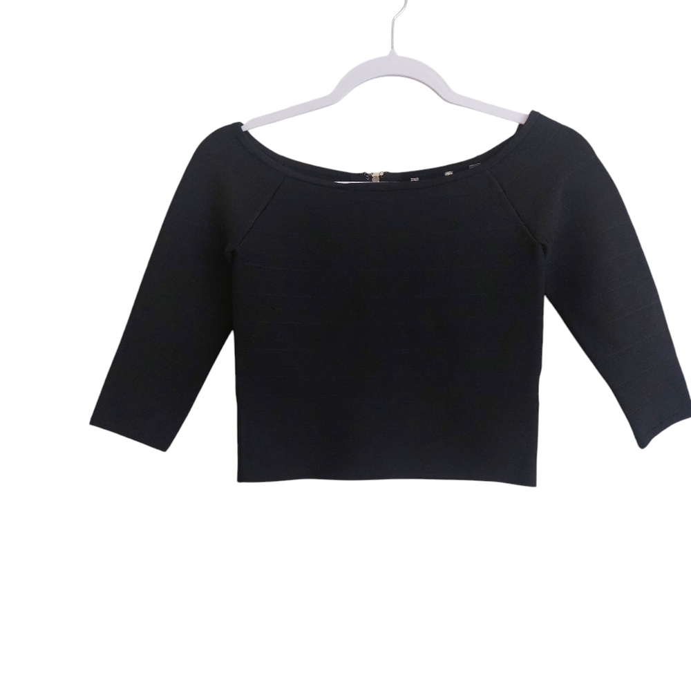 Guess Ribbed 3/4 Sleeve Off The Shoulder Top- size S
